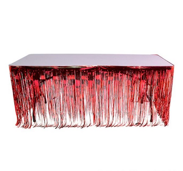 DR17280 Red Foil Fringe Table SKIRT